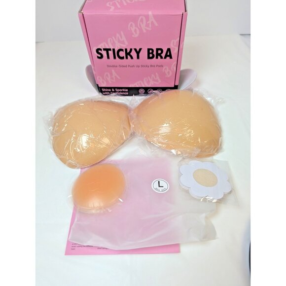 Sticky Bra Inserts Push Up - Double Sided Adhesive Breast Pads Sz Large - Picture 1 of 12